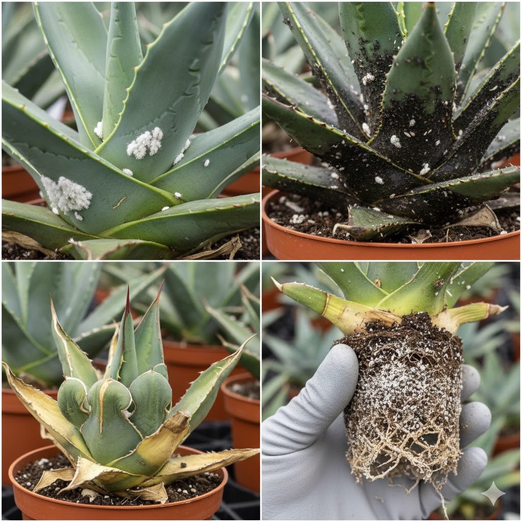 アガベのカイガラムシを駆除するための症状と見分け方