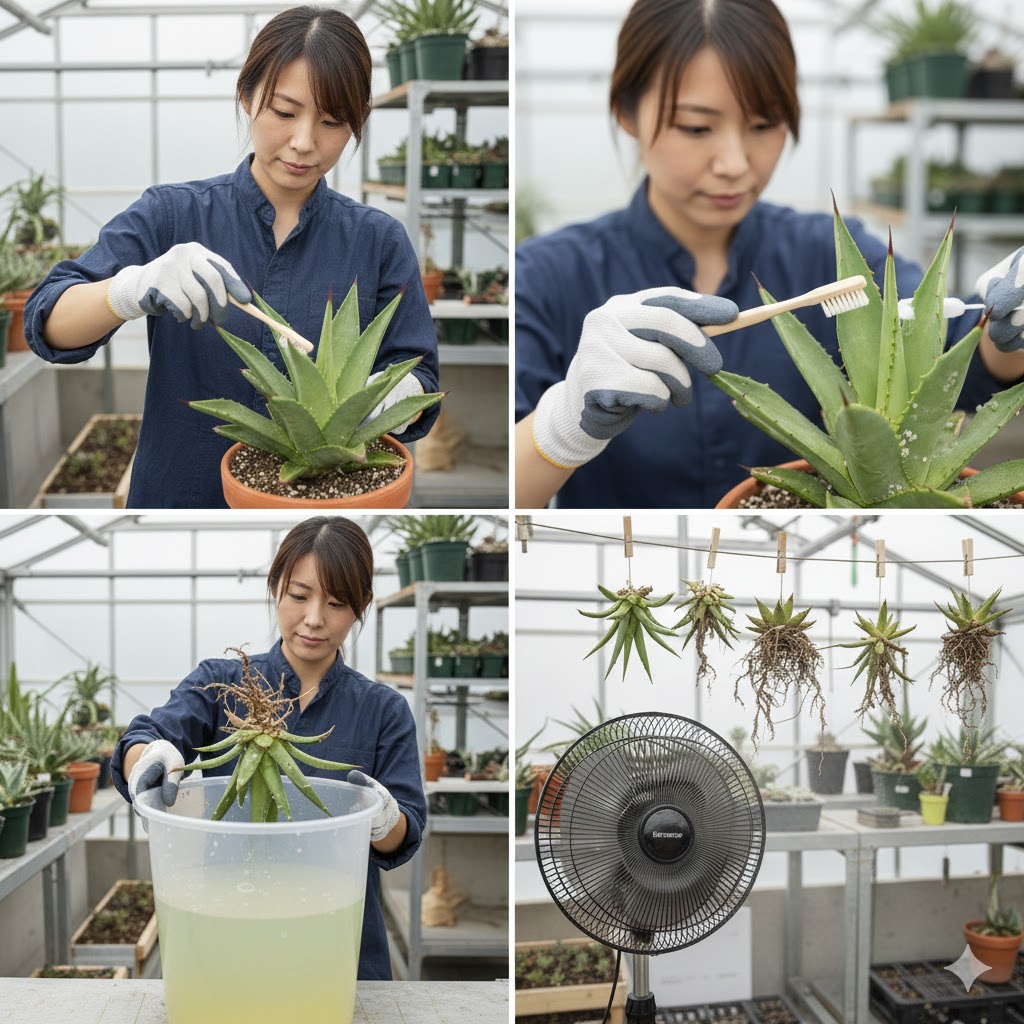 物理的に除去するブラシ洗浄やドブ漬けの手順