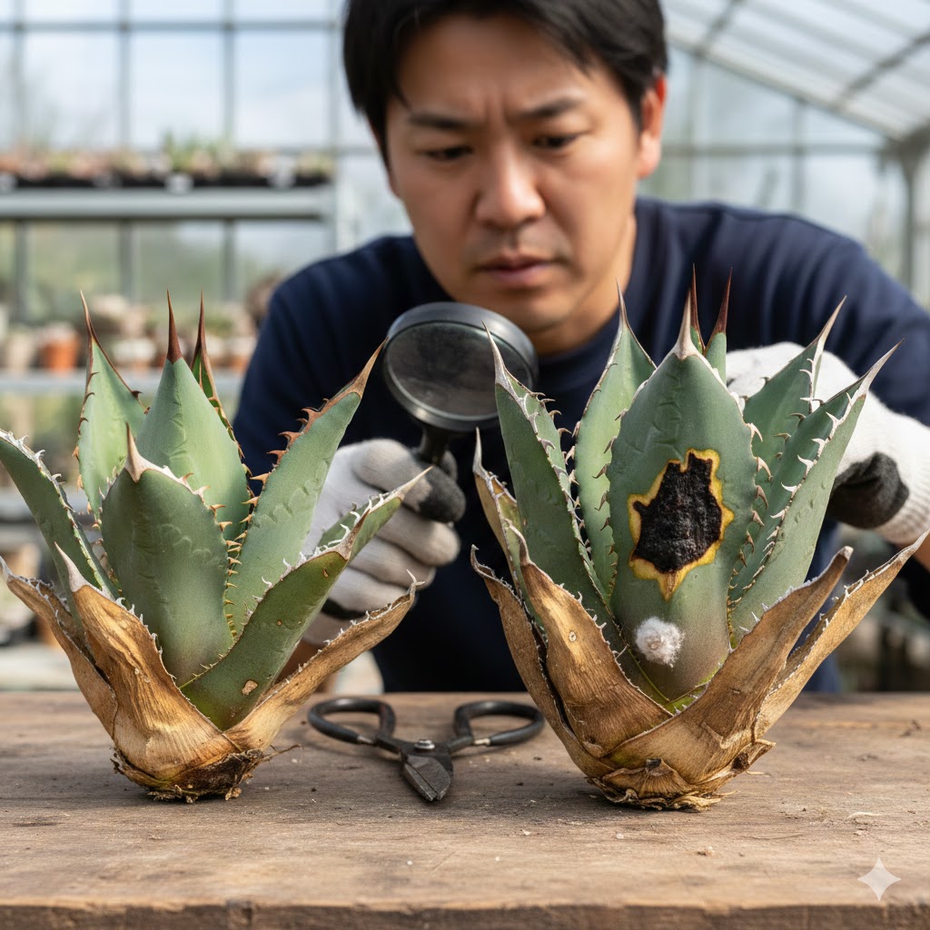 アガベの枯れた葉の処理が必要な理由と症状の鑑別