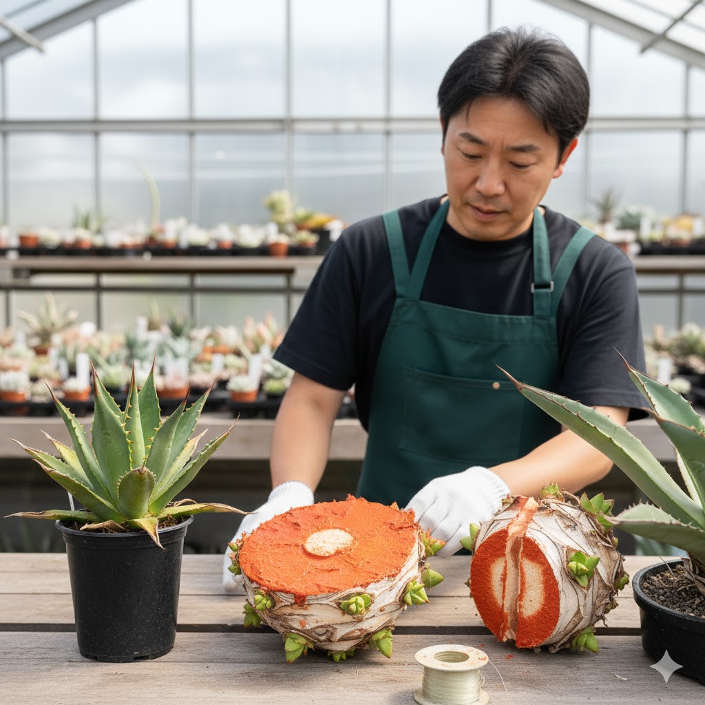 アガベの枯れた葉の処理から始める株の再生技術