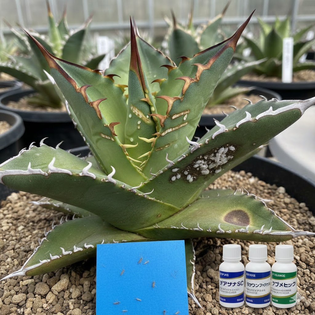 アガベの虫食い跡や症状を特定！原因別の対処法と薬剤まとめ