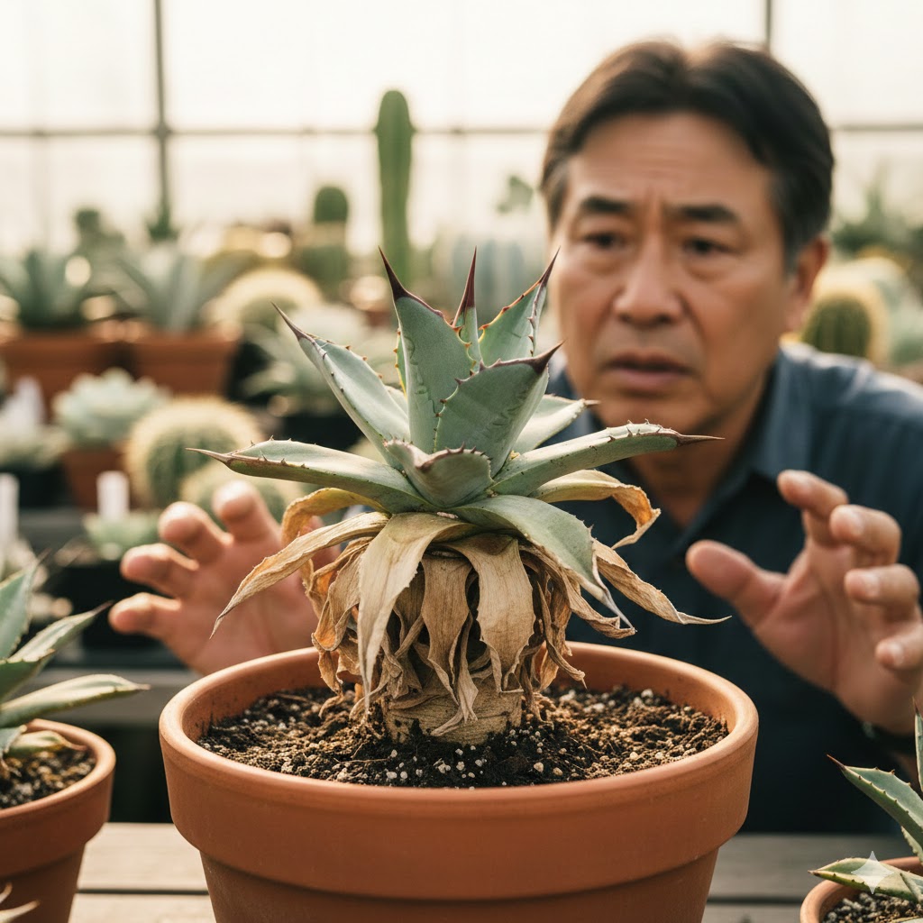 アガベの植え替えで下葉が枯れる原因やぐらぐらする訳