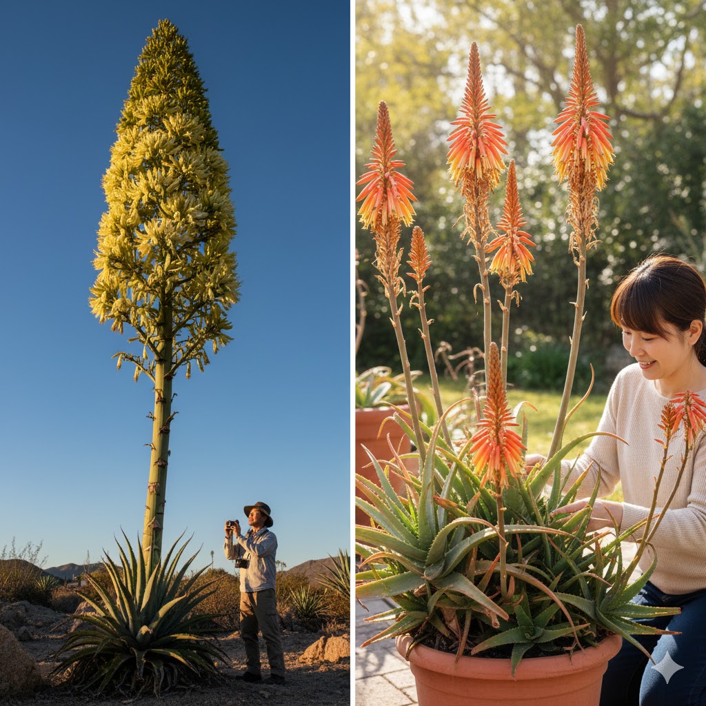 一生に一度か毎年かという花の咲き方の違い
