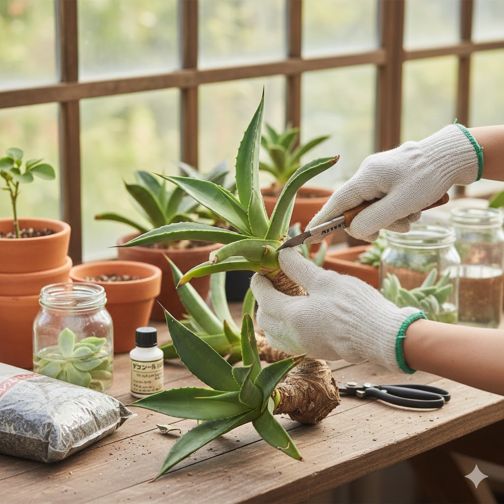 アガベアテナータの子株の外し方！時期・根がない時の増やし方を解説