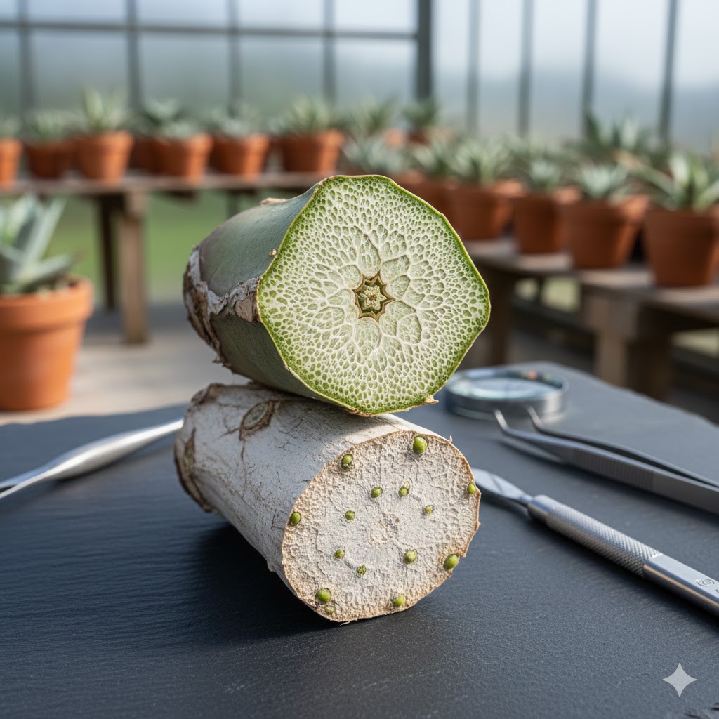 アガベの胴切りと成長点の生理学的な仕組み