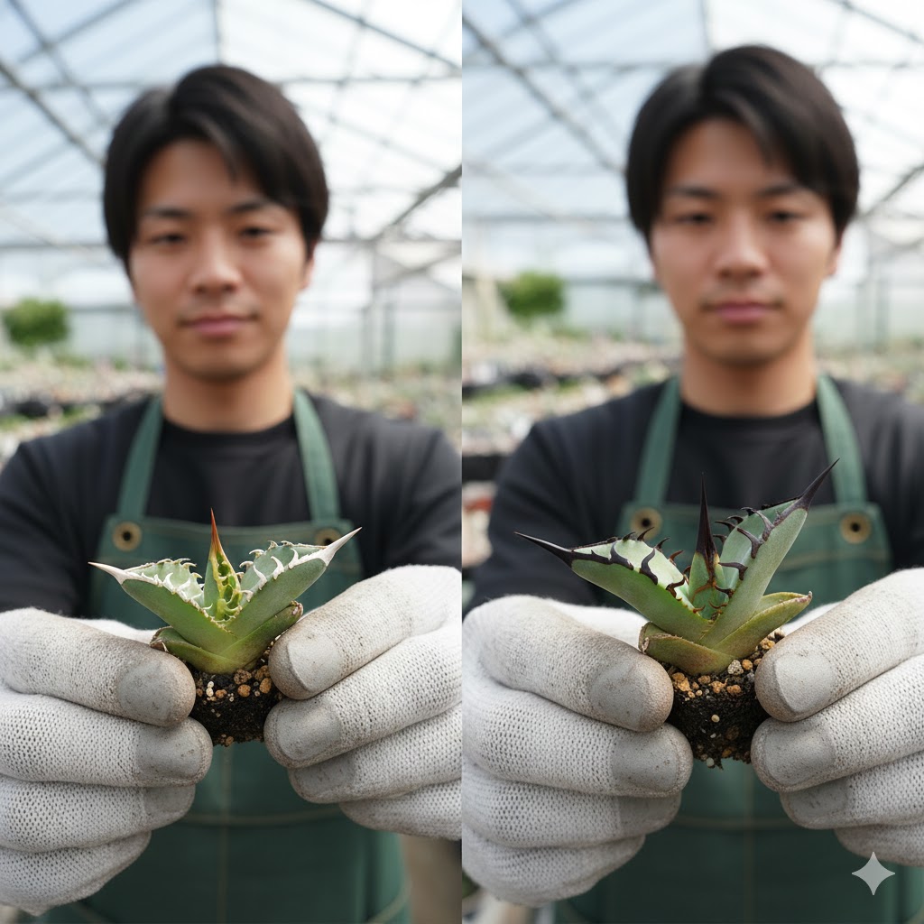 幼苗から子株の段階で見られる表現の差