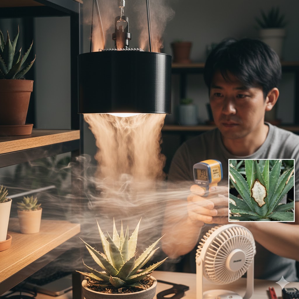 葉焼けのリスクを避ける設置距離とサーキュレーター