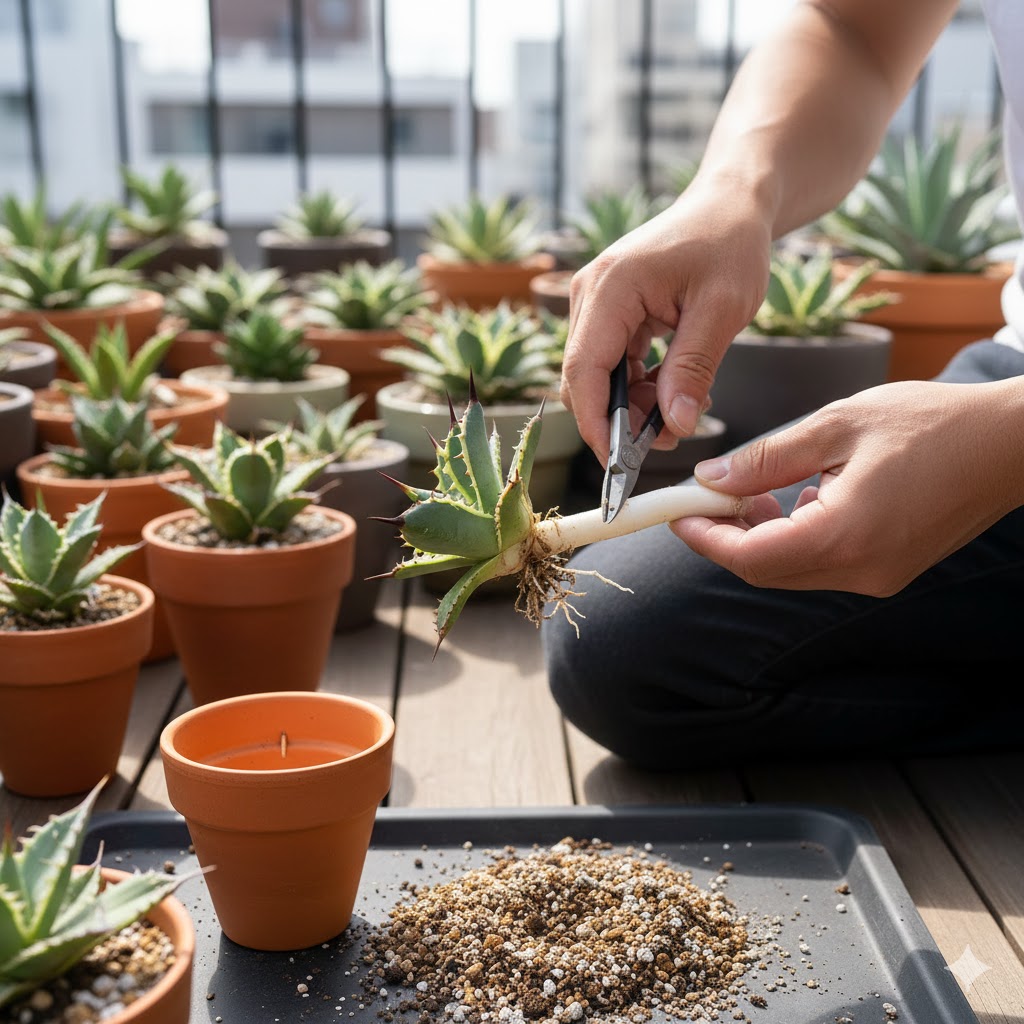 元気に育てる子株の切り離しと植え替え