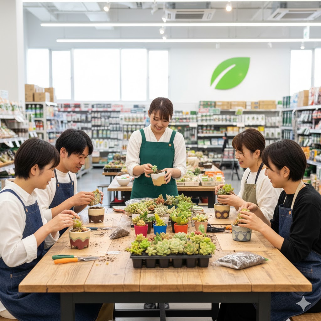 初心者向けカインズの多肉植物寄せ植えワークショップ