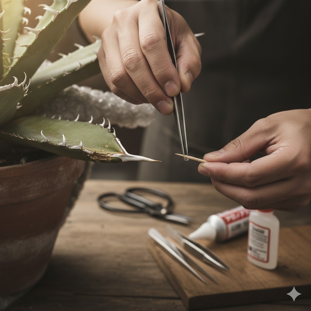 アガベ,鋸歯,折った,移動,入れ替え,コツ