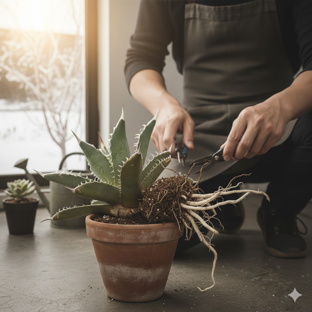 アガベ,鋸歯,折った,移動,入れ替え,コツ