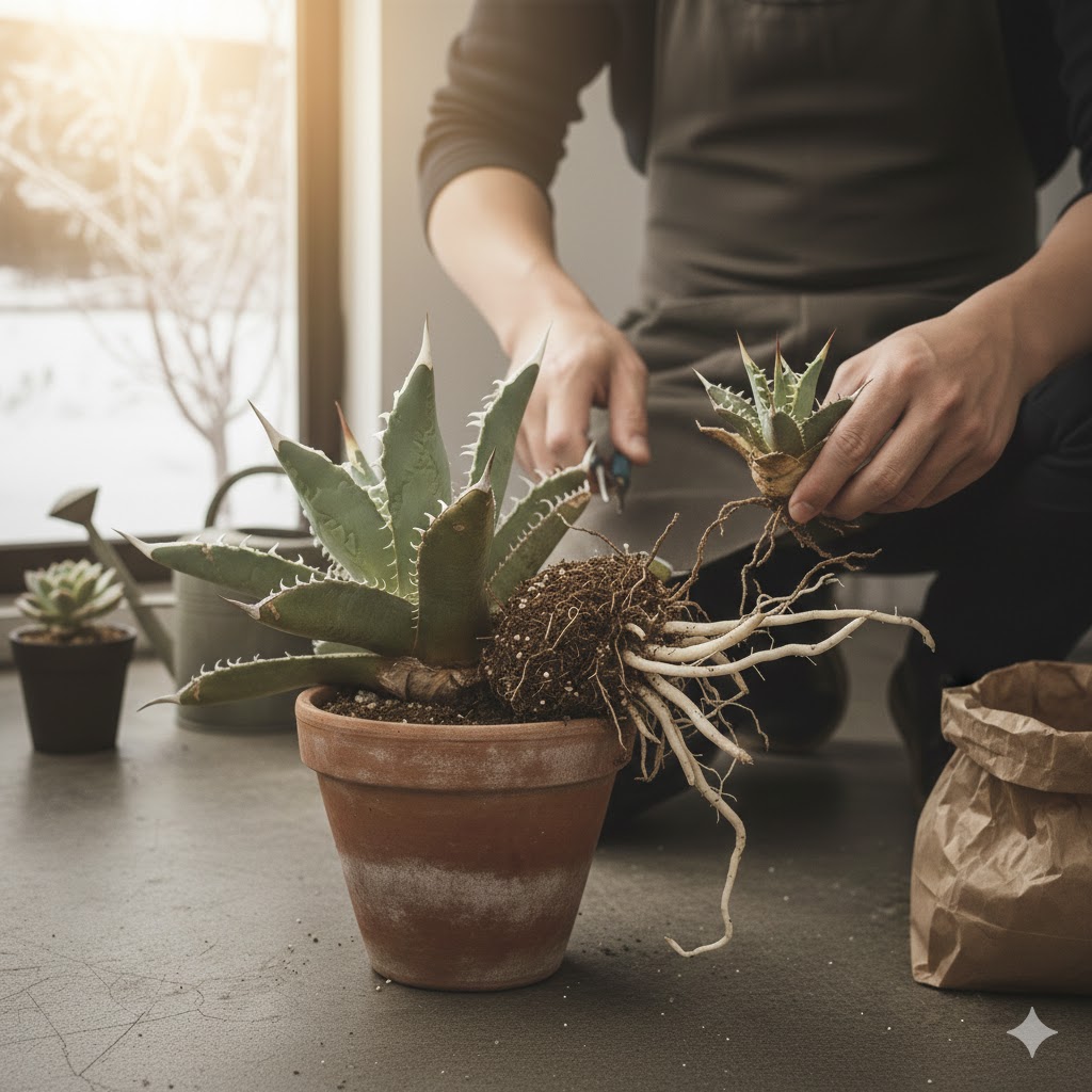 アガベ,鋸歯,折った,移動,入れ替え,コツ