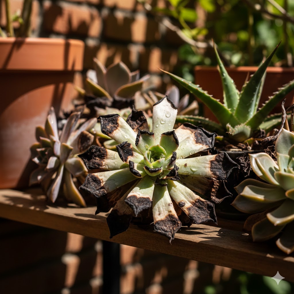 多肉植物,直射日光,葉焼け,火傷,対策