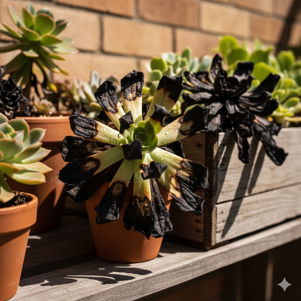 多肉植物,直射日光,火傷,葉焼け,対策