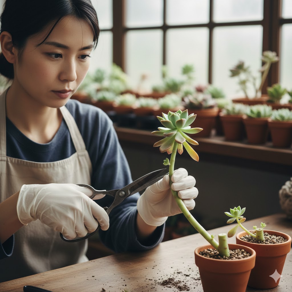 徒長した多肉の仕立て直しと再生