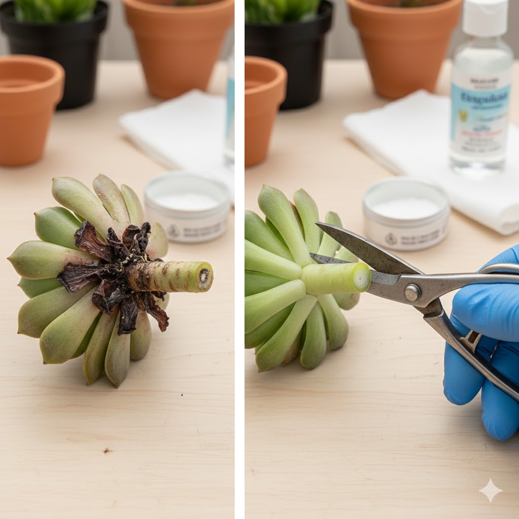 腐った茎は胴切り！カビを防ぐ切断手順