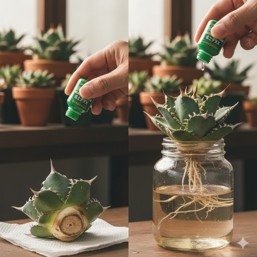 アガベ等の発根管理にはメネデールが有効