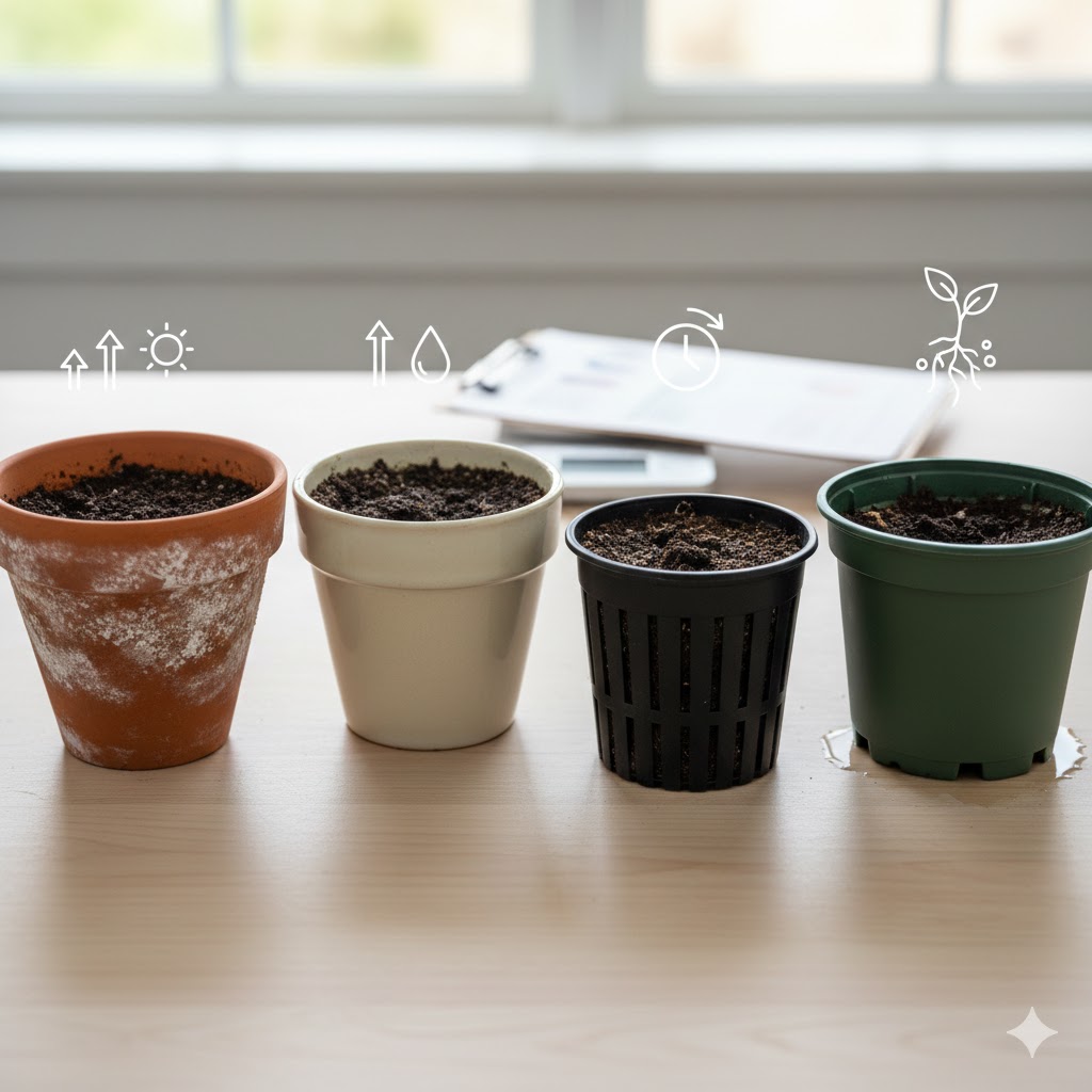 スリット鉢と素焼き鉢の土が乾くスピードの測定結果を比較