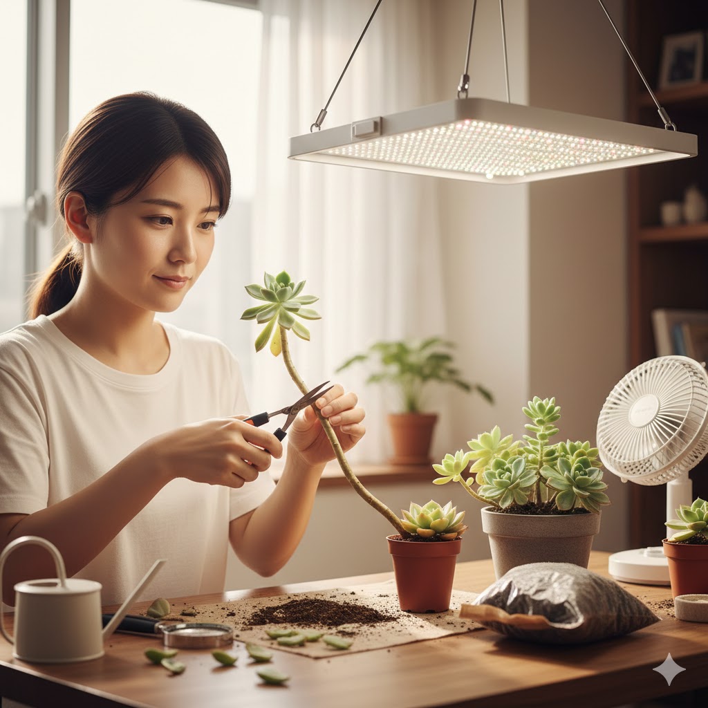 多肉,室内管理,徒長,ひょろひょろ,仕立て直し