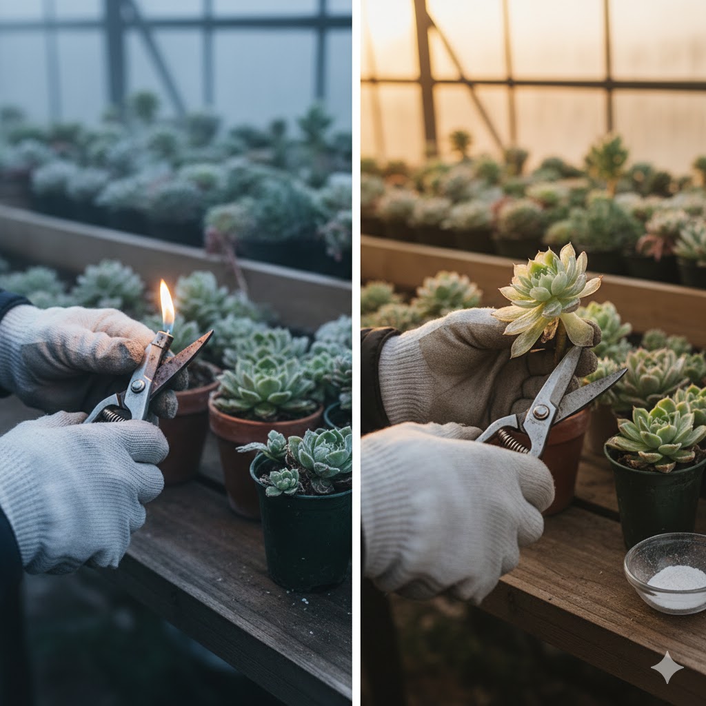 凍結して切る際はハサミを消毒