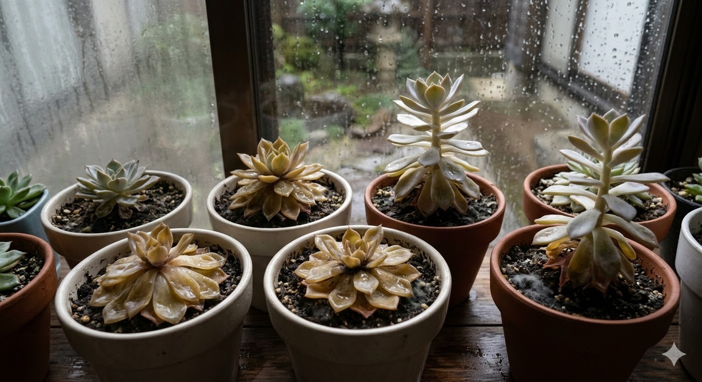 多肉植物,梅雨,湿気対策,扇風機,変化